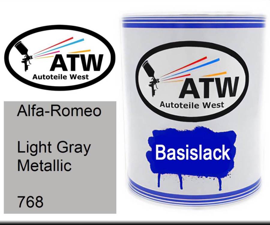 Alfa-Romeo, Light Gray Metallic, 768: 1L Lackdose, von ATW Autoteile West.